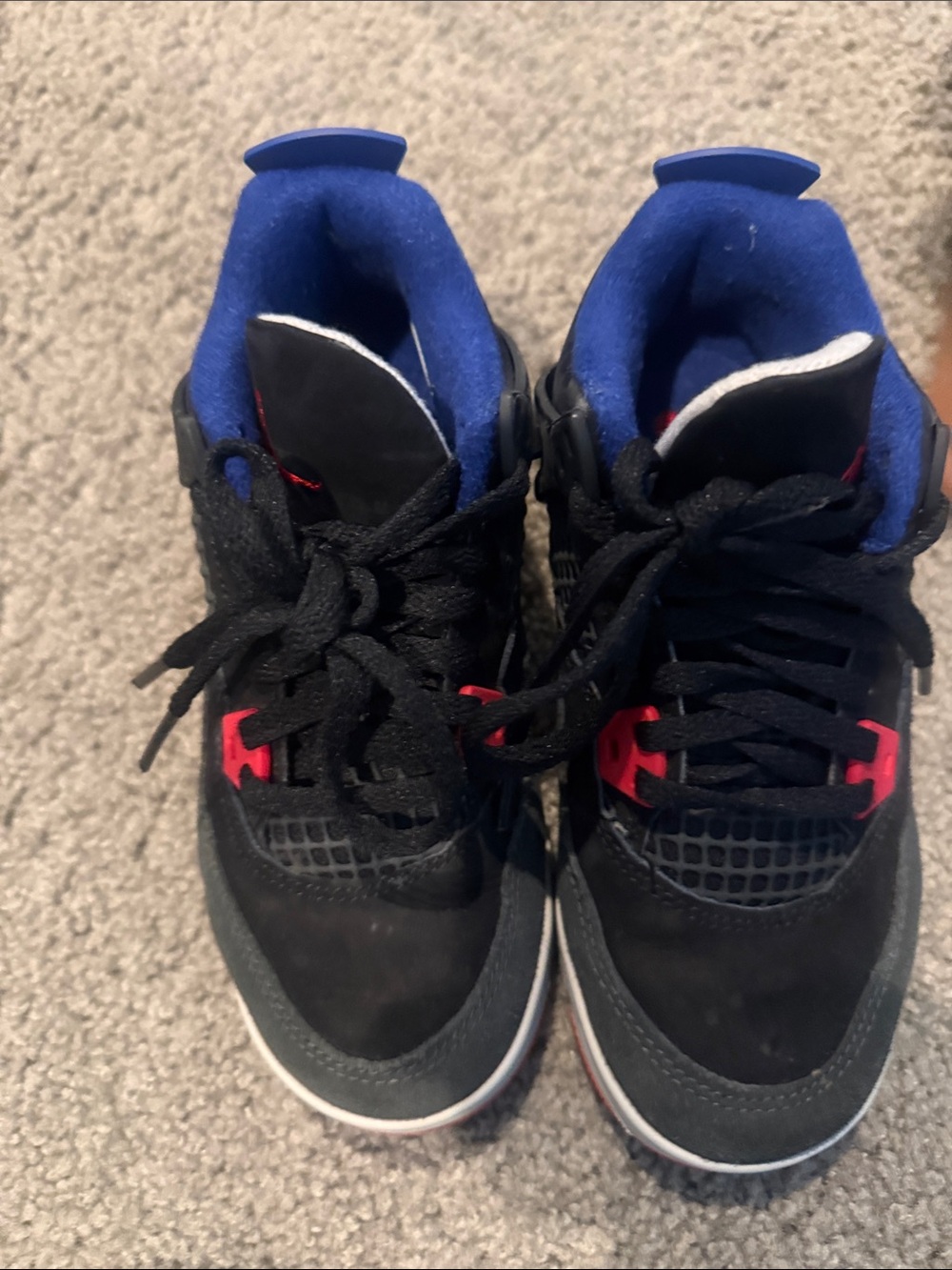 Kids Black & Blue Jordan-Style Athletic Shoes